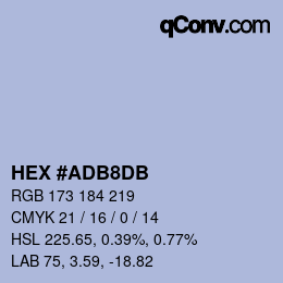 カラーコード: HEX #ADB8DB | qconv.com