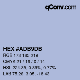 カラーコード: HEX #ADB9DB | qconv.com
