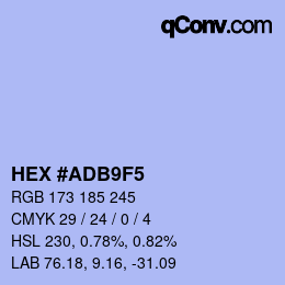 颜色代码: HEX #ADB9F5 | qconv.com
