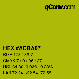 カラーコード: HEX #ADBA07 | qconv.com
