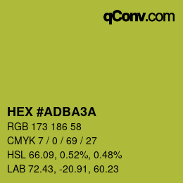 Color code: HEX #ADBA3A | qconv.com