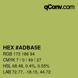 Color code: HEX #ADBA5E | qconv.com