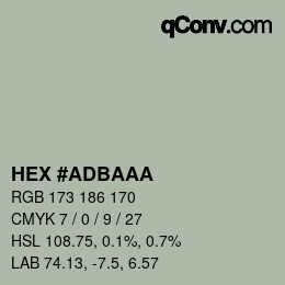 Color code: HEX #ADBAAA | qconv.com