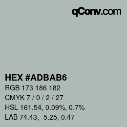 Color code: HEX #ADBAB6 | qconv.com