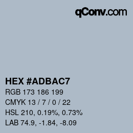 カラーコード: HEX #ADBAC7 | qconv.com