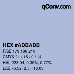 Color code: HEX #ADBADB | qconv.com