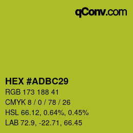 カラーコード: HEX #ADBC29 | qconv.com