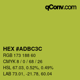 Color code: HEX #ADBC3C | qconv.com