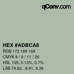 カラーコード: HEX #ADBCA8 | qconv.com