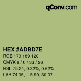 Color code: HEX #ADBD7E | qconv.com