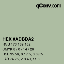 カラーコード: HEX #ADBDA2 | qconv.com