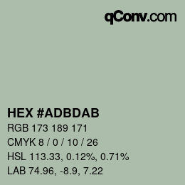 颜色代码: HEX #ADBDAB | qconv.com