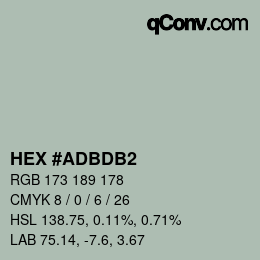 Farbcode: HEX #ADBDB2 | qconv.com