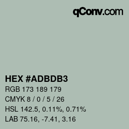 颜色代码: HEX #ADBDB3 | qconv.com
