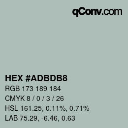 颜色代码: HEX #ADBDB8 | qconv.com