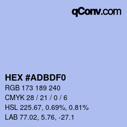 カラーコード: HEX #ADBDF0 | qconv.com