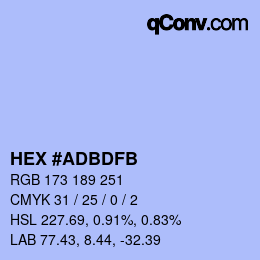 カラーコード: HEX #ADBDFB | qconv.com