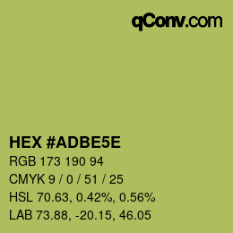 Color code: HEX #ADBE5E | qconv.com