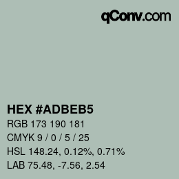 颜色代码: HEX #ADBEB5 | qconv.com