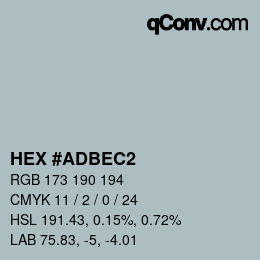 颜色代码: HEX #ADBEC2 | qconv.com