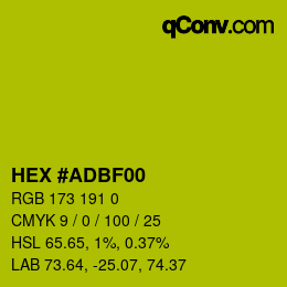 颜色代码: HEX #ADBF00 | qconv.com