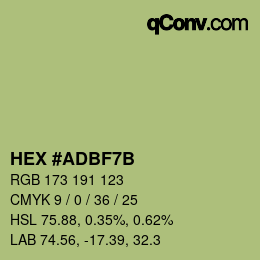 カラーコード: HEX #ADBF7B | qconv.com