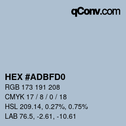 Color code: HEX #ADBFD0 | qconv.com