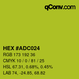 Color code: HEX #ADC024 | qconv.com