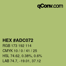 Color code: HEX #ADC072 | qconv.com