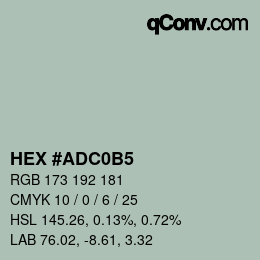 カラーコード: HEX #ADC0B5 | qconv.com