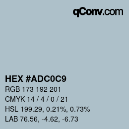 カラーコード: HEX #ADC0C9 | qconv.com