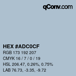 Color code: HEX #ADC0CF | qconv.com