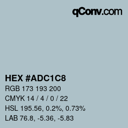 Código de color: HEX #ADC1C8 | qconv.com