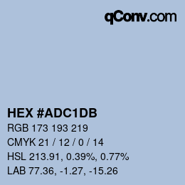 カラーコード: HEX #ADC1DB | qconv.com