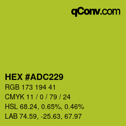Color code: HEX #ADC229 | qconv.com