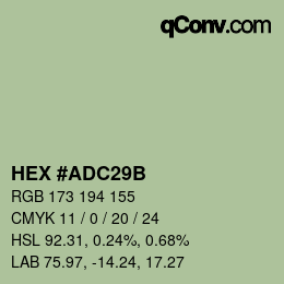 Color code: HEX #ADC29B | qconv.com