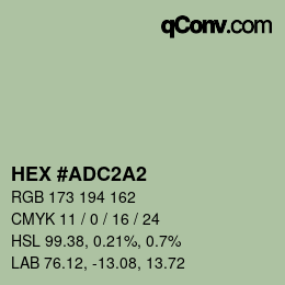 カラーコード: HEX #ADC2A2 | qconv.com
