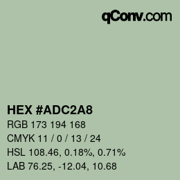 カラーコード: HEX #ADC2A8 | qconv.com