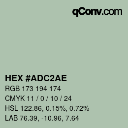 カラーコード: HEX #ADC2AE | qconv.com