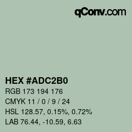 カラーコード: HEX #ADC2B0 | qconv.com