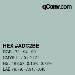 カラーコード: HEX #ADC2BE | qconv.com