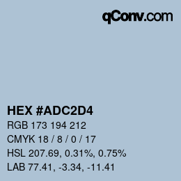 カラーコード: HEX #ADC2D4 | qconv.com