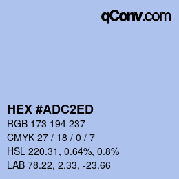 颜色代码: HEX #ADC2ED | qconv.com