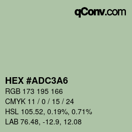 Color code: HEX #ADC3A6 | qconv.com