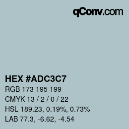 Código de color: HEX #ADC3C7 | qconv.com