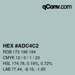 Color code: HEX #ADC4C2 | qconv.com