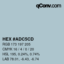 颜色代码: HEX #ADC5CD | qconv.com