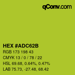 Color code: HEX #ADC62B | qconv.com