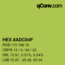Color code: HEX #ADC64F | qconv.com