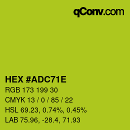 カラーコード: HEX #ADC71E | qconv.com